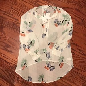 RO + DE blouse tunic with poppies. Size XS